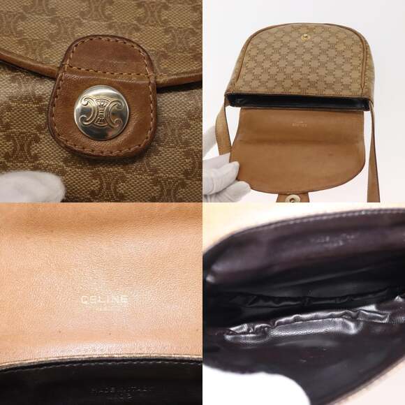 CELINE Macadam Canvas Shoulder Bag Pvc Beige Gold - Picture 11 of 12